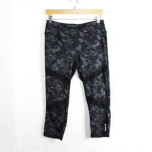 Reebok capri leggings dark gray calf geometric abstract print sports pants M
